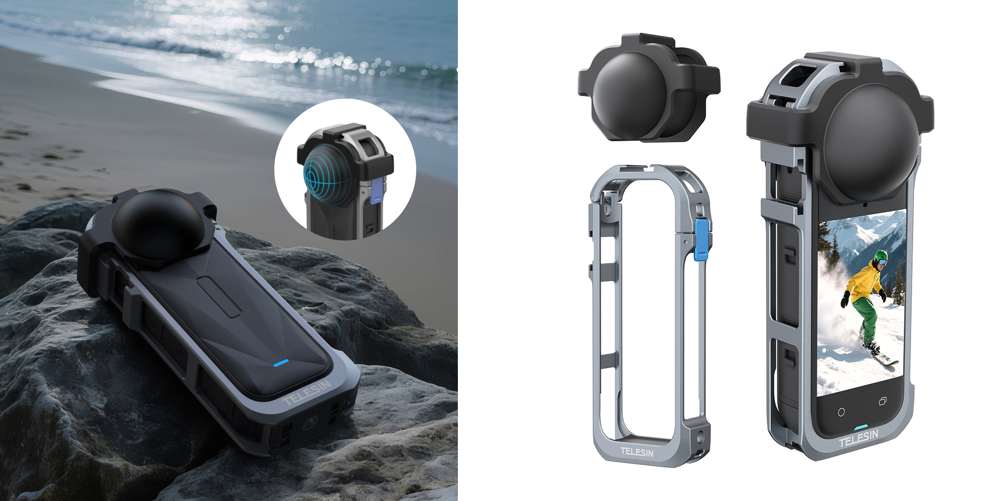 Klatka metalowa Telesin S6-FMS-19-TIS do kamer Insta360 X5